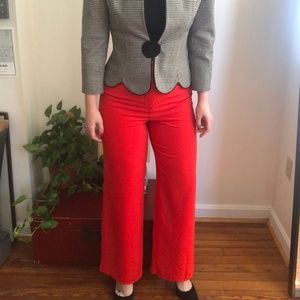 Wide Leg High Waisted Red Pants